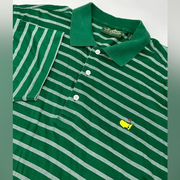 Masters Other - Masters Amen Corner Polo Shirt Sz L Green Striped 100% Pima Cotton U2